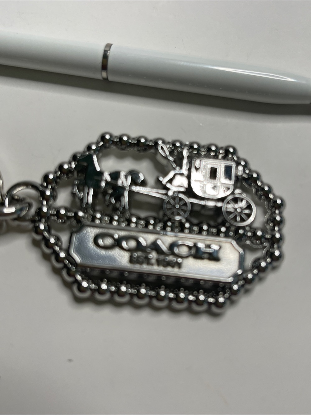 Coach Silver-tone Carriage Logo Keyring and Coach Pen - Picture 2 of 7